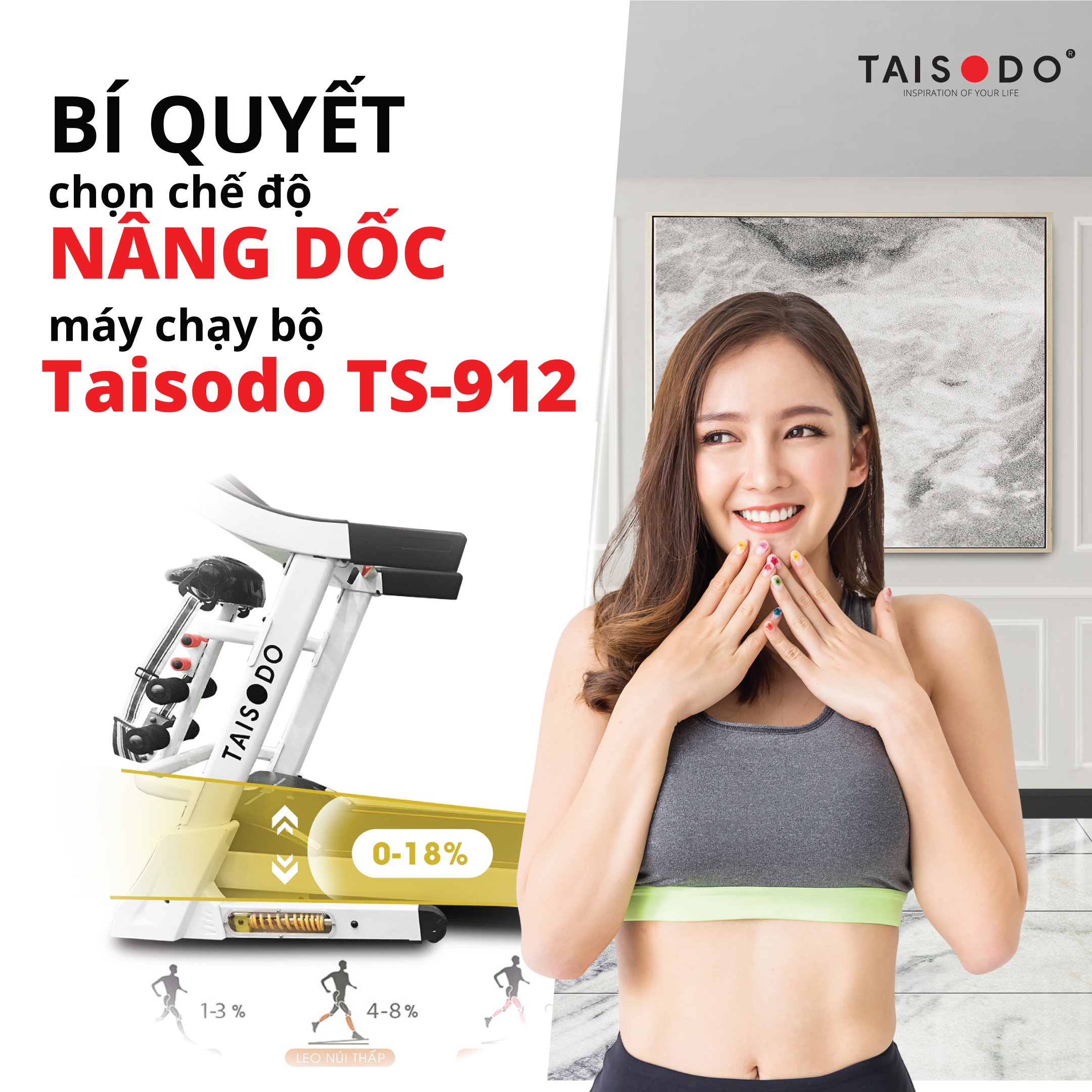 Bí quyết chọn độ dốc máy chạy bộ Taisodo TS-912